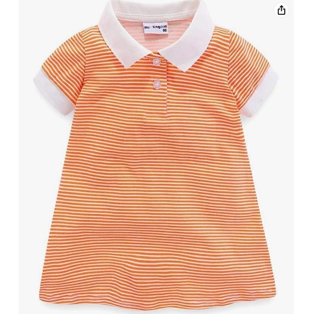 NWT Mud Kingdom Orange & White Stripe Polo Dress - Picture 6 of 12